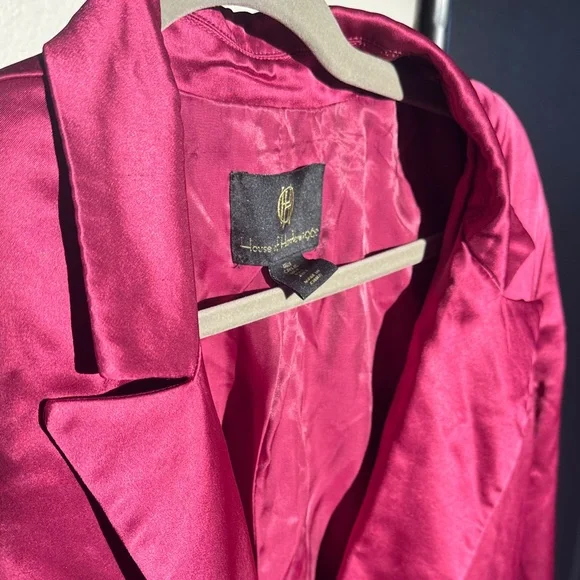 House of Harlow 1960 Satin Blazer - Burgundy - Picture 8 of 12